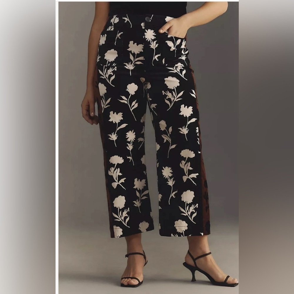 Anthropologie x Maeve Cropped Velvet Wide-Leg Pants Size 22W NWT - Picture 2 of 15